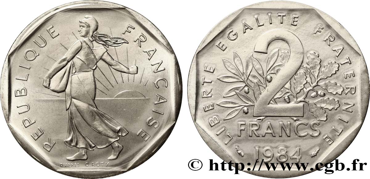2 francs Semeuse, nickel 1984 Pessac F.272/8 ST70 