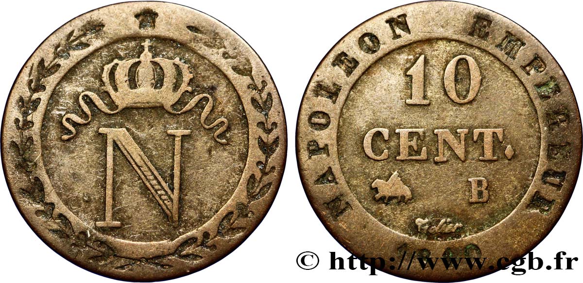10 cent. à l N couronnée 1810 Rouen F.130/20 MBC40 