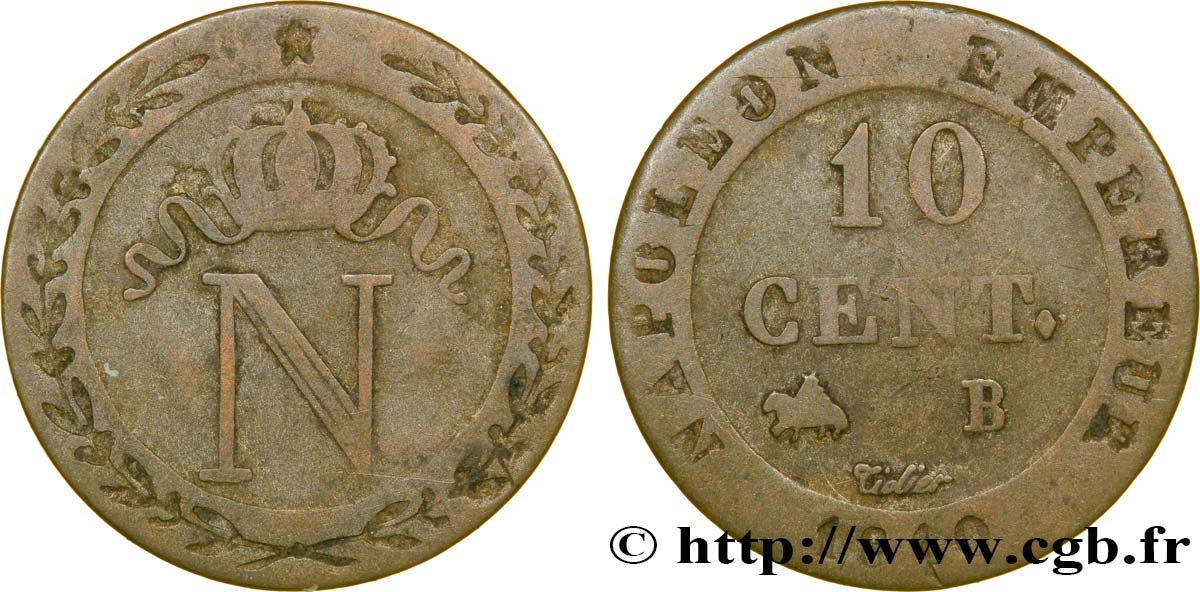 10 cent. à l N couronnée 1810 Rouen F.130/20 SS40 