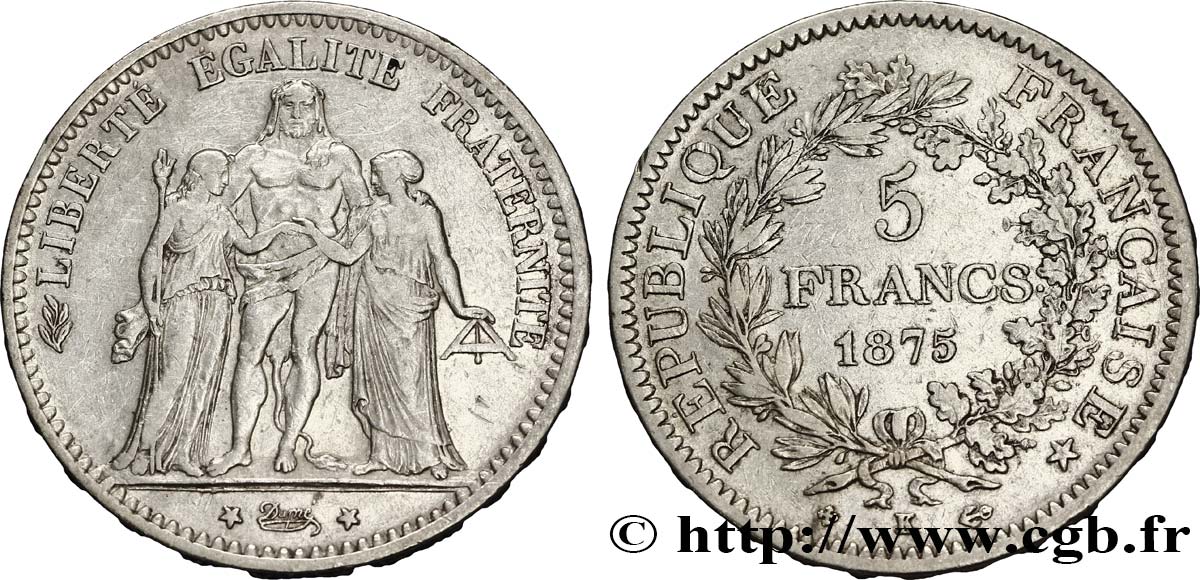 5 francs Hercule 1875 Bordeaux F.334/16 VF35 