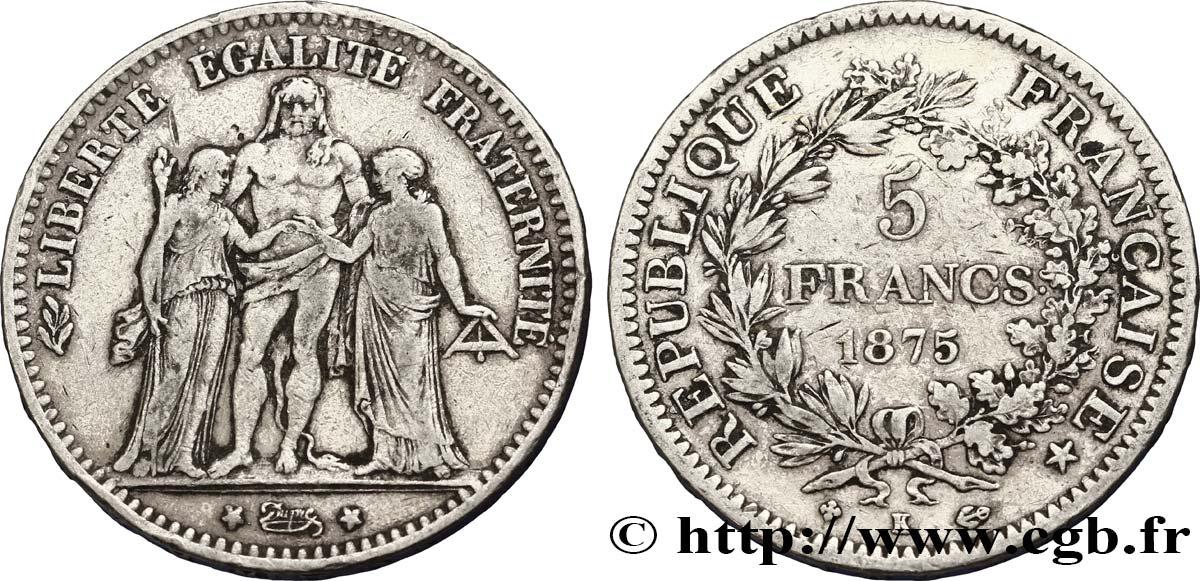 5 francs Hercule 1875 Bordeaux F.334/16 MB35 