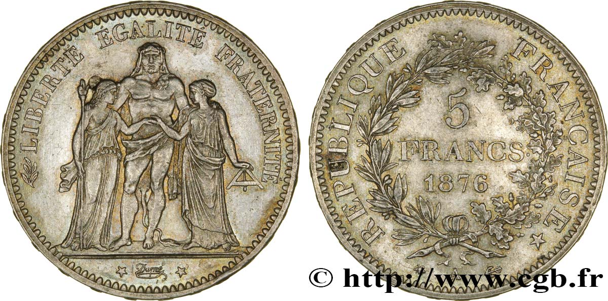 5 francs Hercule 1876 Paris F.334/17 SPL60 