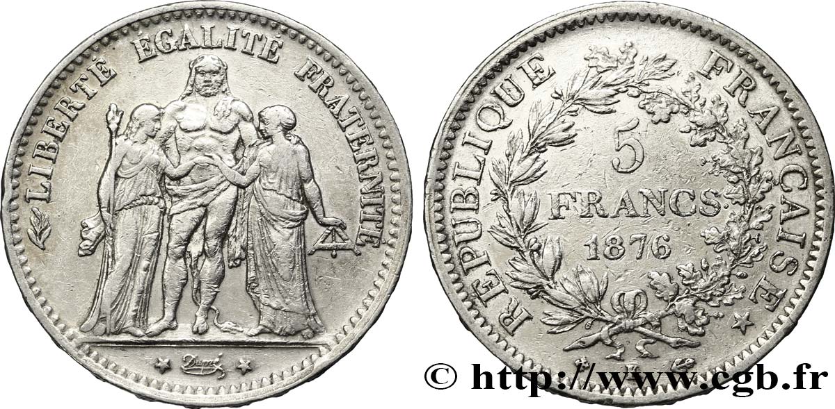 5 francs Hercule 1876 Bordeaux F.334/18 TTB40