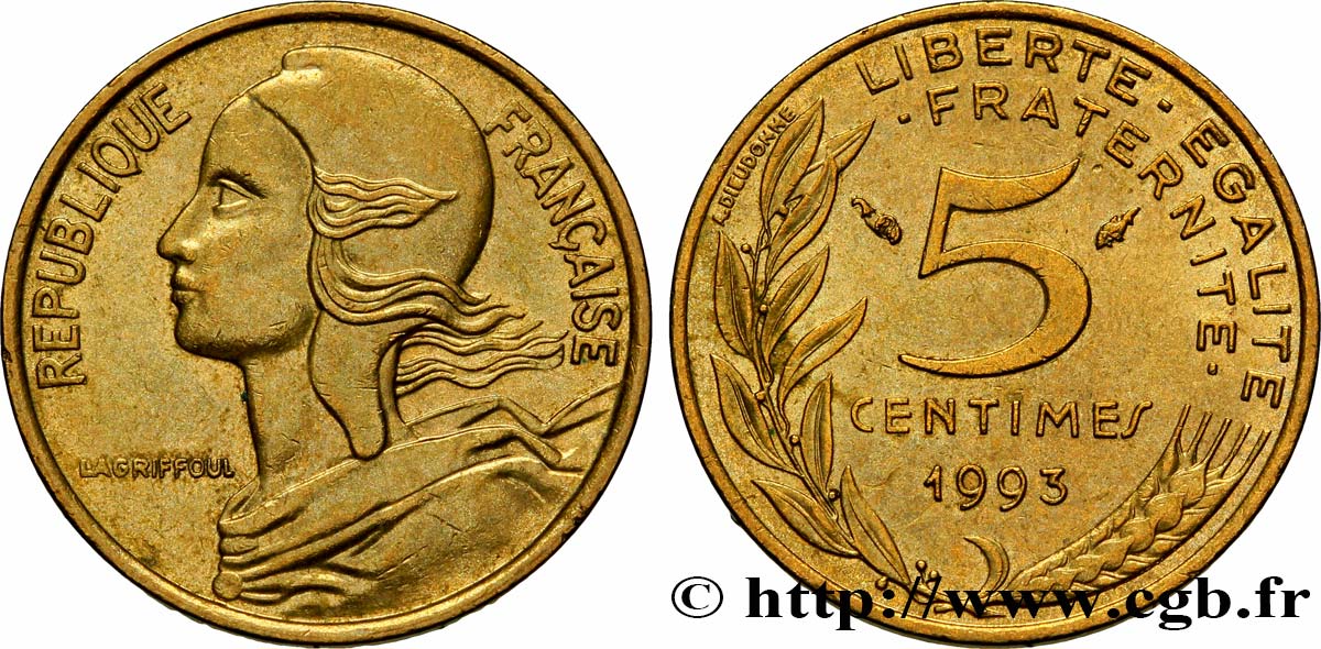 5 centimes Marianne, 4 plis 1993 Pessac F.125/33 MBC50 
