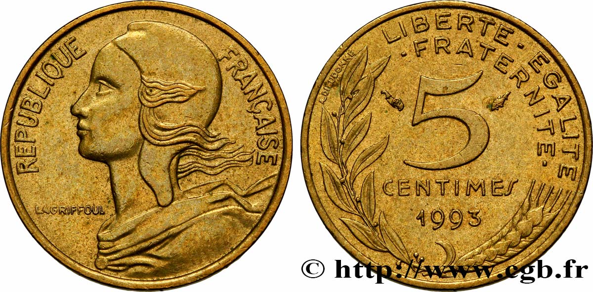 5 centimes Marianne, 4 plis 1993 Pessac F.125/33 SS50