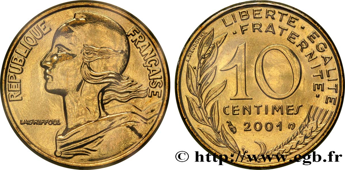 10 centimes Marianne 2001 Pessac F.144/45 MS68 