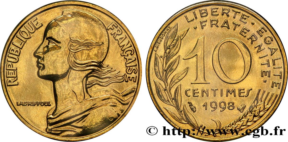 10 centimes Marianne 1998 Pessac F.144/42 MS70 
