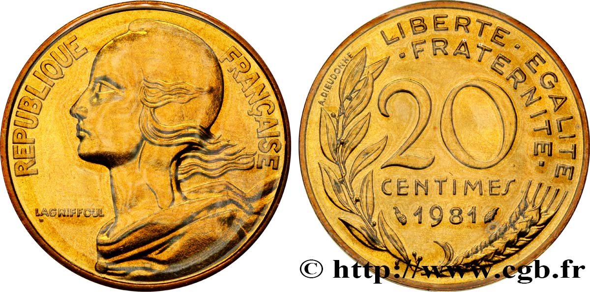 20 centimes Marianne 1981 Pessac F.156/21 MS70 