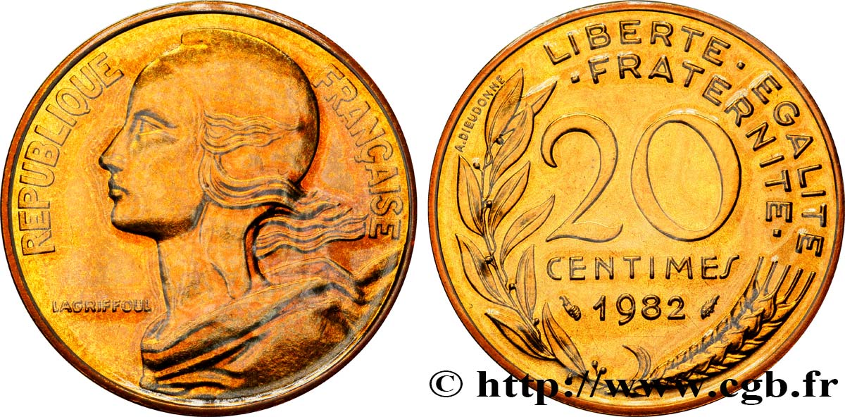 20 centimes Marianne 1982 Pessac F.156/22 MS68 