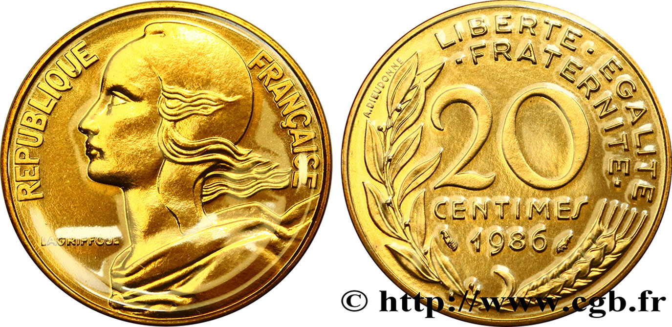 20 centimes Marianne 1986 Pessac F.156/26 MS70