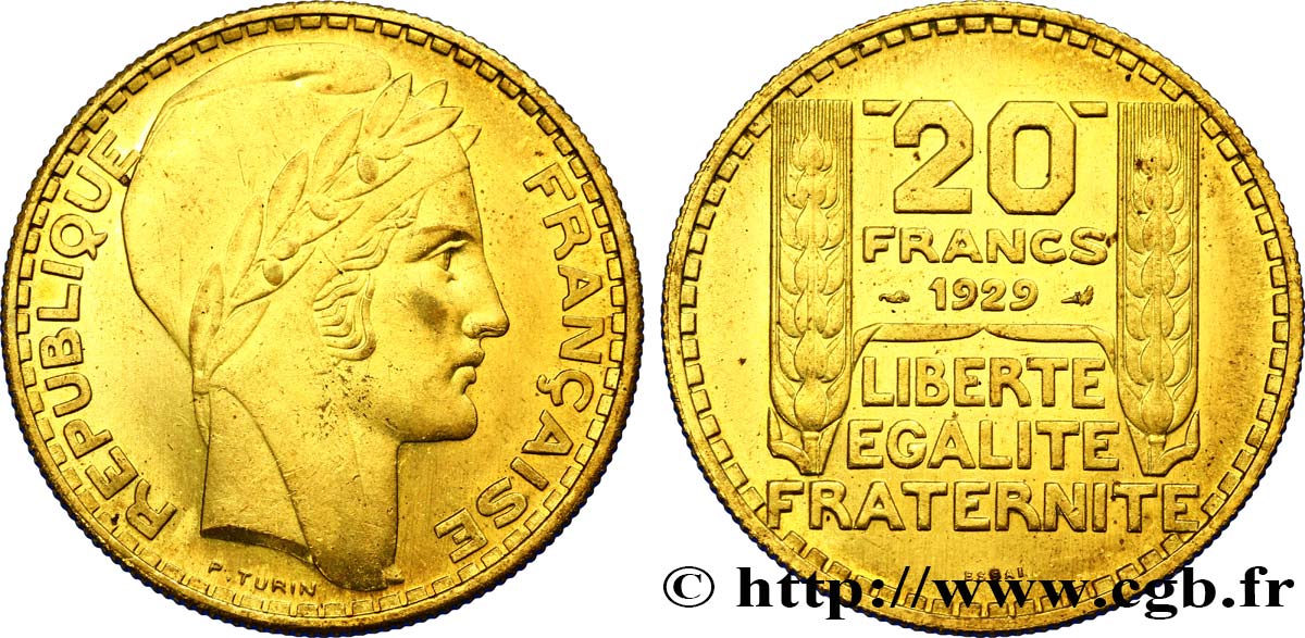 Essai de 20 francs Turin en bronze-aluminium 1929 Paris VG.5242  MS63 