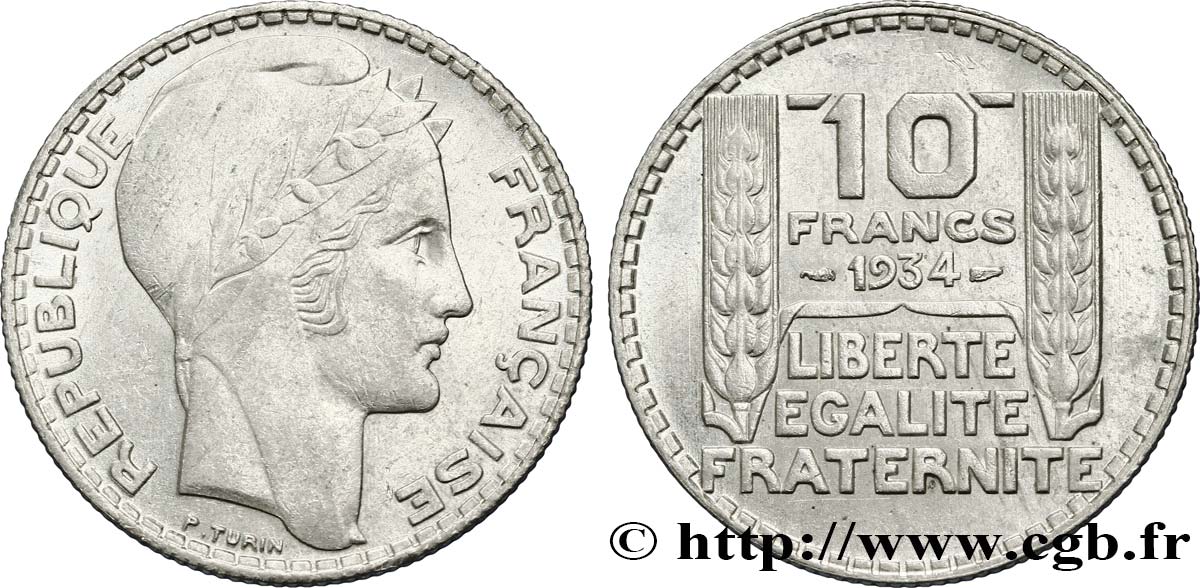 10 francs Turin 1934  F.360/7 AU58 