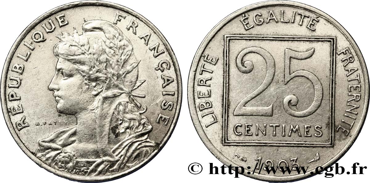 25 centimes Patey, 1er type 1903  F.168/3 MBC45 