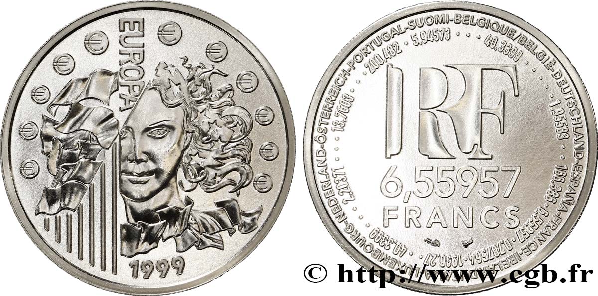 Brillant Universel 6,55957 francs - La parité 1999 Paris F.1250 2 MS70 