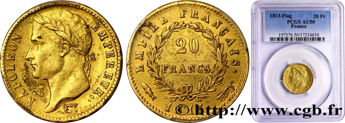 20 francs or Napoléon tête laurée, Empire français 1813 Utrecht F.516/37 TTB50 