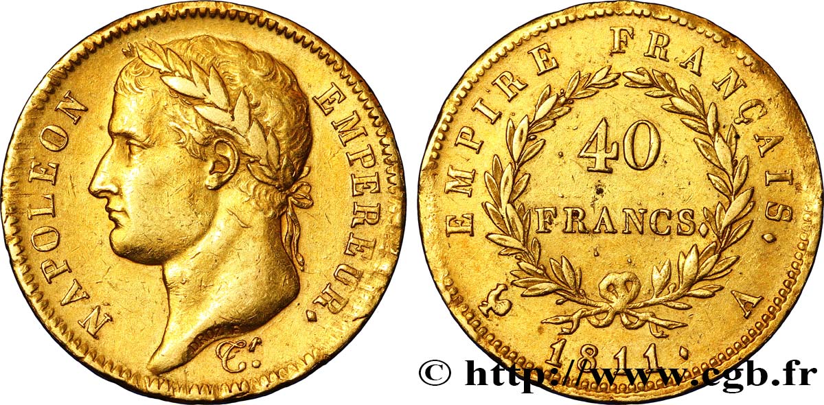 40 francs or Napoléon tête laurée, Empire français 1811 Paris F.541/6 TTB45 