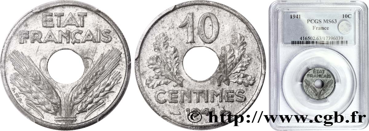 10 centimes État français, grand module 1941 Paris F.141/2 VZ60