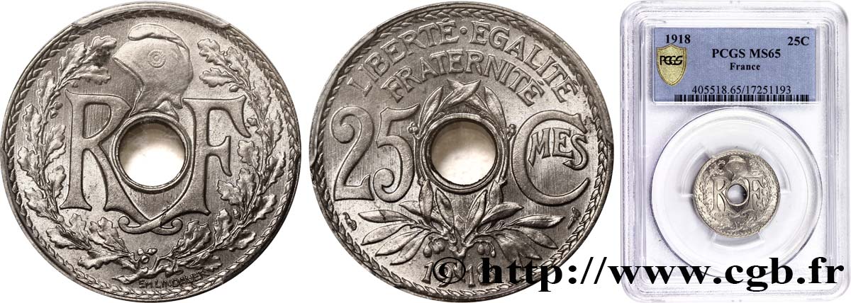 25 centimes Lindauer 1918  F.171/2 ST65 PCGS
