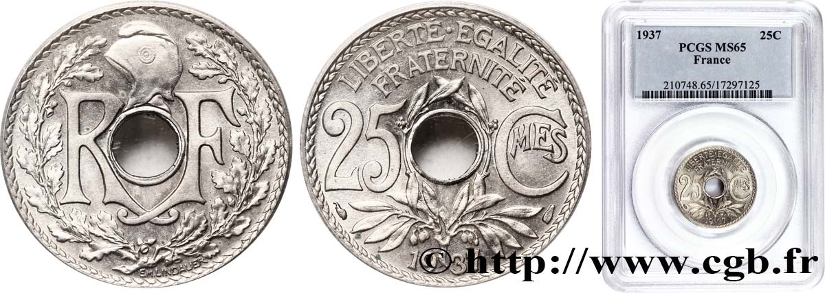 25 centimes Lindauer 1937  F.171/20 MS64 