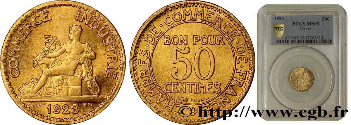 50 centimes Chambres de Commerce 1923 Paris F.191/5 SPL64