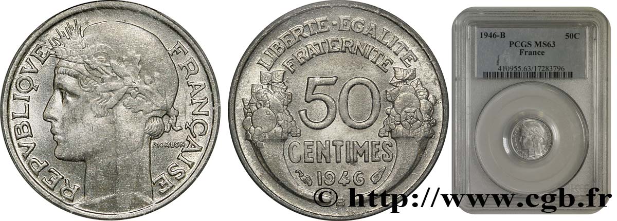 50 centimes Morlon, légère 1946 Beaumont-le-Roger F.194/9 EBC62 