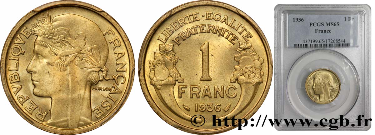 1 franc Morlon 1936 Paris F.219/7 FDC65 PCGS