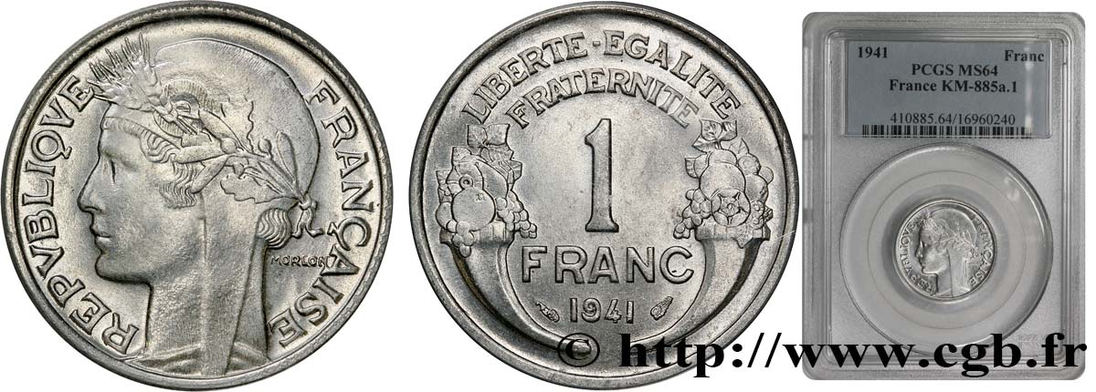 1 franc Morlon, légère 1941 Paris F.221/2 fST63 