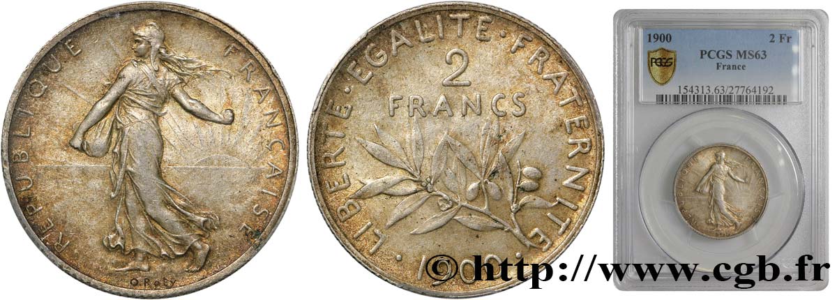 2 francs Semeuse 1900  F.266/4 MS60 