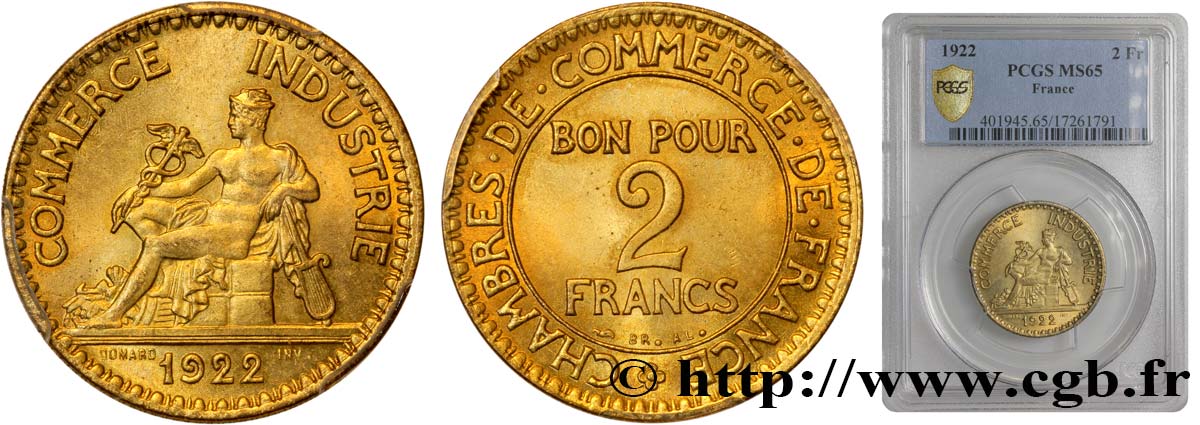 2 francs Chambres de Commerce 1922  F.267/4 MS65 PCGS