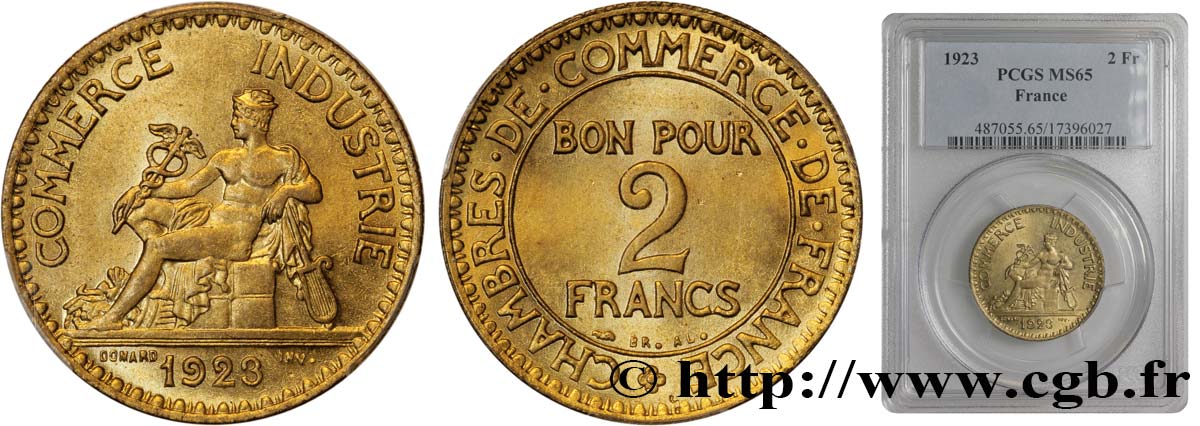 2 francs Chambres de Commerce 1923  F.267/5 MS65 PCGS
