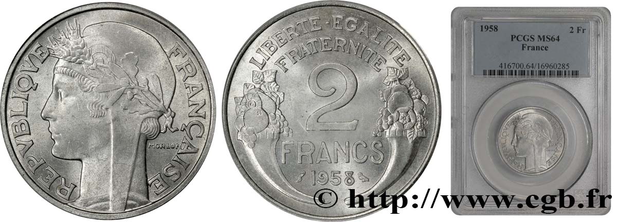 2 francs Morlon, aluminium 1958  F.269/18 SPL64 