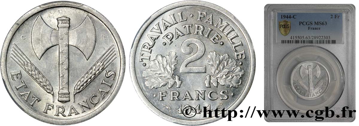 2 francs Francisque 1944 Castelsarrasin F.270/6 SUP62 
