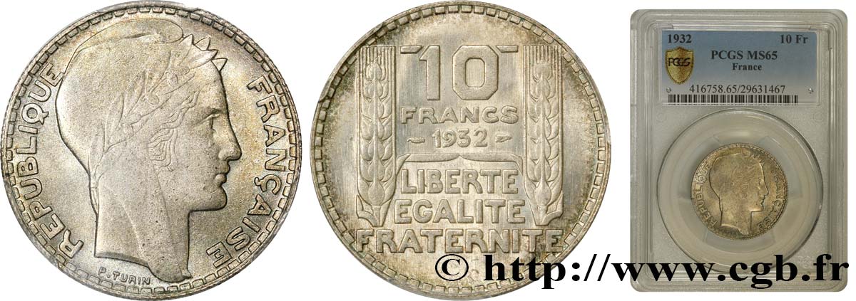 10 francs Turin 1932  F.360/5 MS65 PCGS
