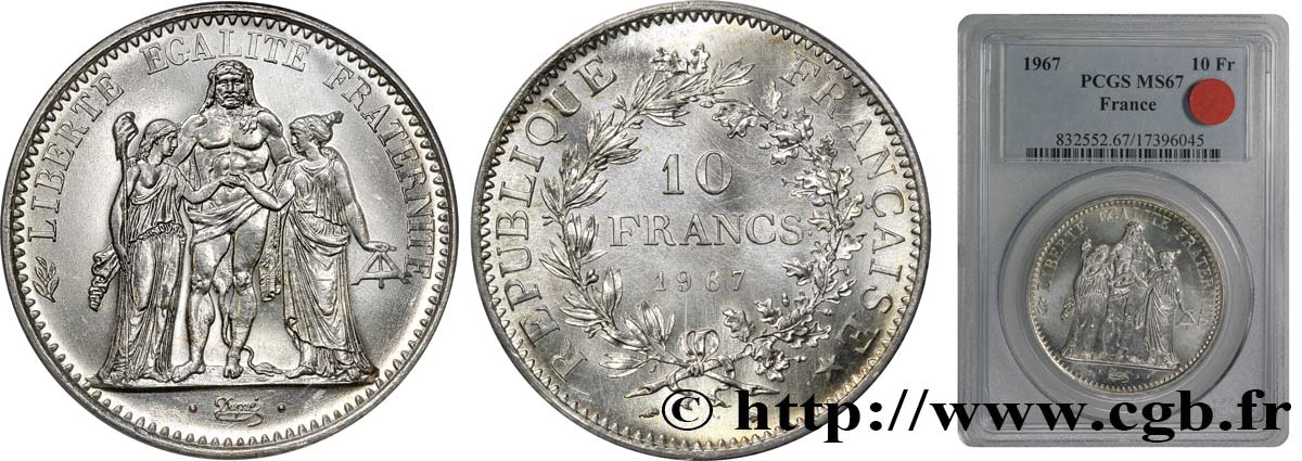 10 francs Hercule 1967  F.364/5 MS65 PCGS
