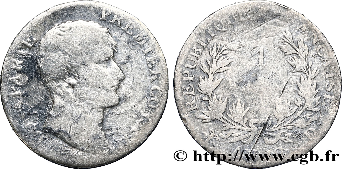 1 franc Bonaparte Premier Consul 1804 Lyon F.200/10 q.B5 