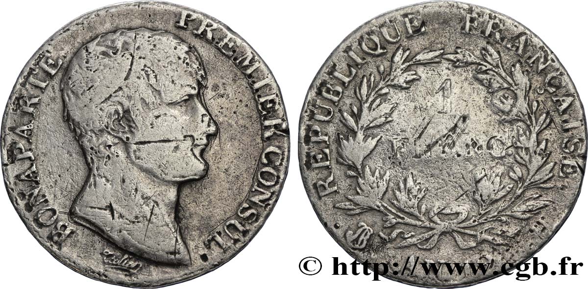 1 franc Bonaparte Premier Consul 1804 La Rochelle F.200/12 B10