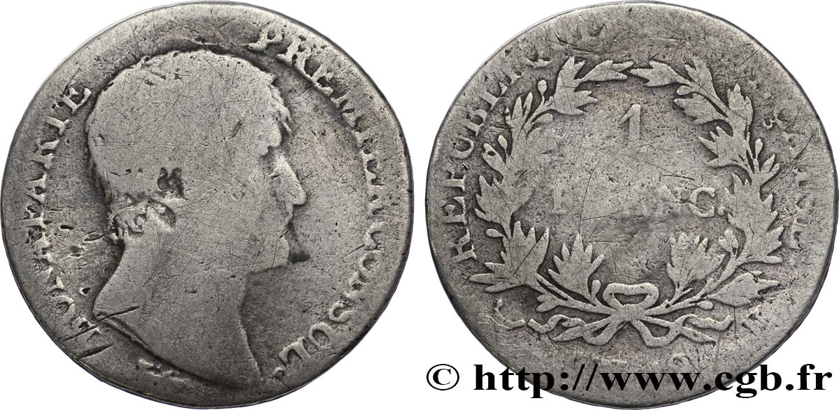 1 franc Bonaparte Premier Consul 1804 Bordeaux F.200/14 B6