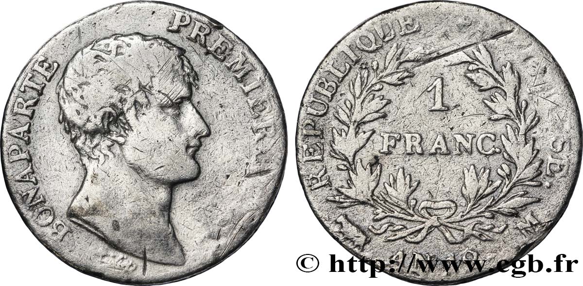 1 franc Bonaparte Premier Consul 1804 Toulouse F.200/16 TB18 