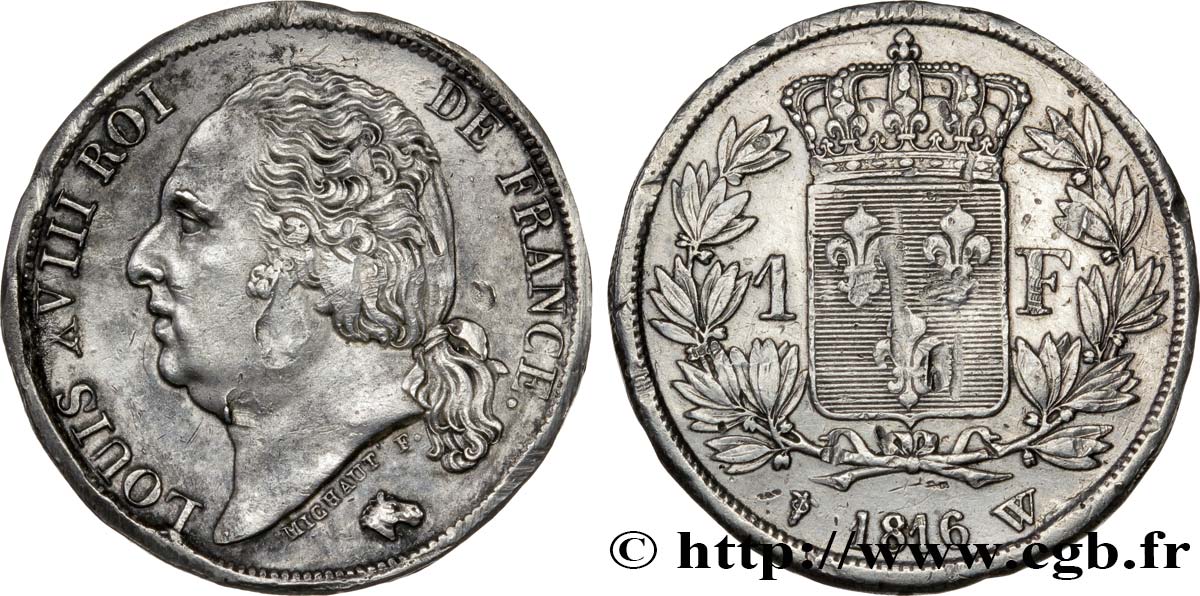 1 franc Louis XVIII 1816 Lille F.206/8 MB35 