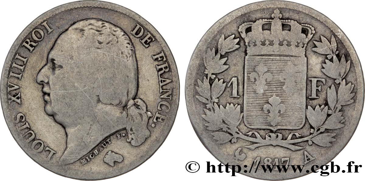 1 franc Louis XVIII 1817 Paris F.206/9 F13 
