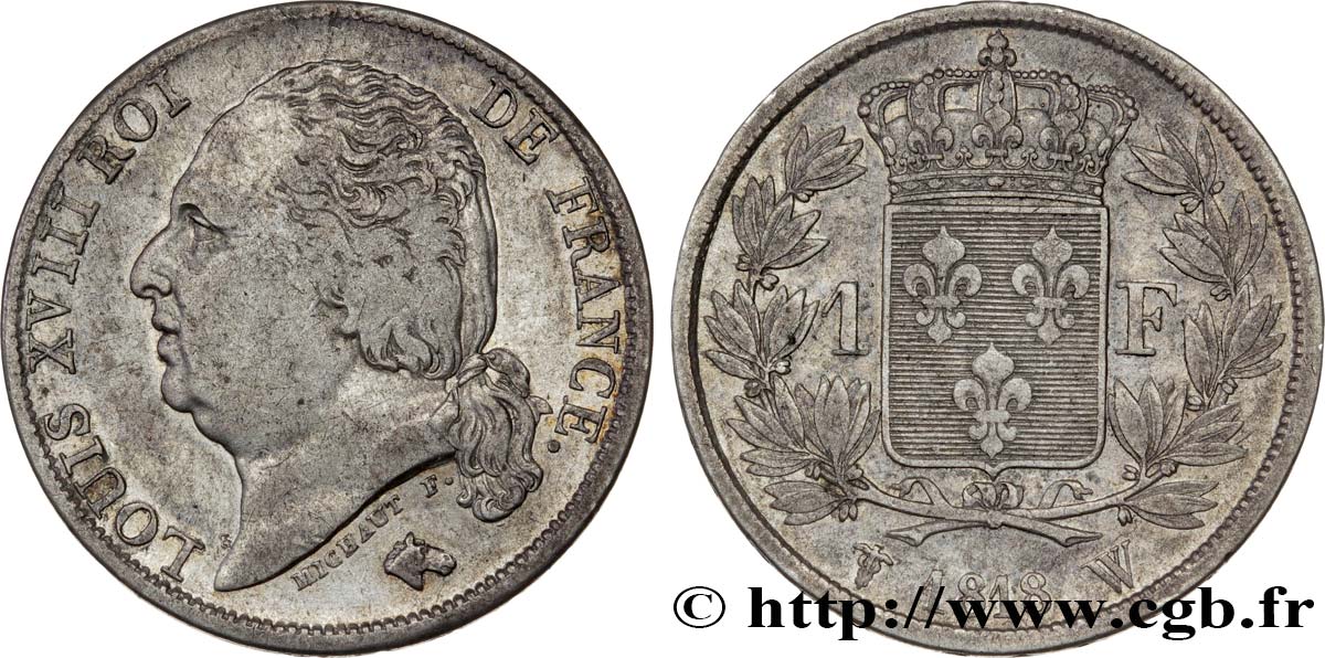 1 franc Louis XVIII 1818 Lille F.206/23 TB39 