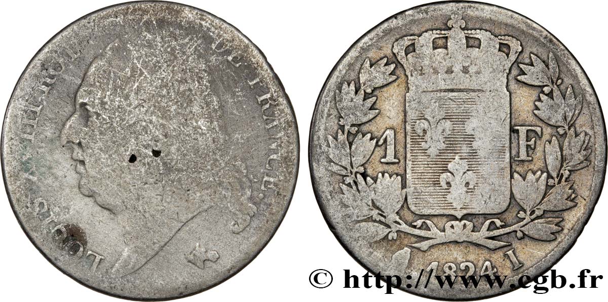 1 franc Louis XVIII 1824 Limoges F.206/60 GE3 