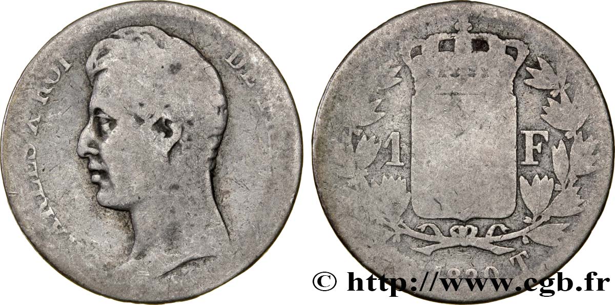 1 franc Charles X, matrice du revers à quatre feuilles 1830 Nantes F.207A/32 RC6 