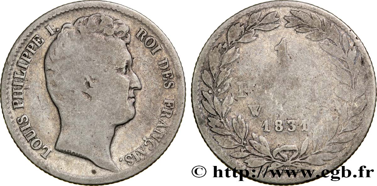 1 franc Louis-Philippe, tête nue 1831 Lille F.209/12 B6 