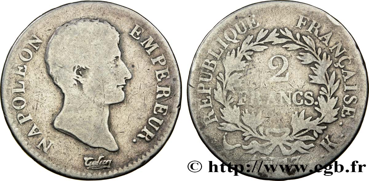 2 francs Napoléon Empereur, Calendrier révolutionnaire 1805 Bordeaux F.251/19 SGE12 