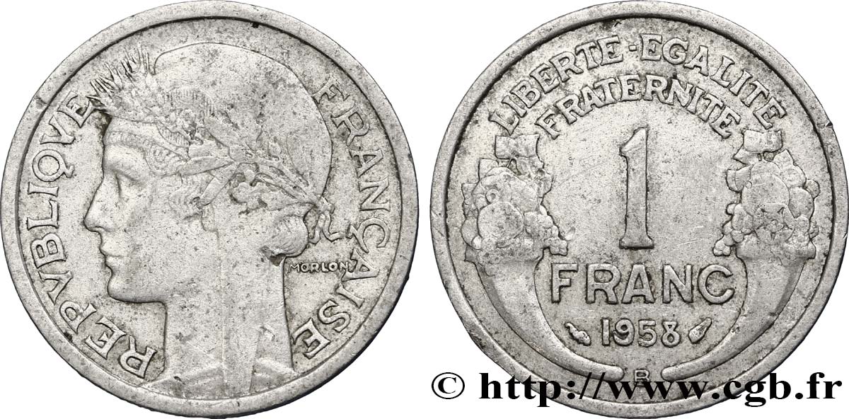 1 franc Morlon, légère 1958 Beaumont-Le-Roger F.221/22 TTB45 