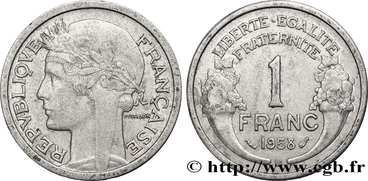 1 franc Morlon, légère 1958 Beaumont-Le-Roger F.221/22 BB45 