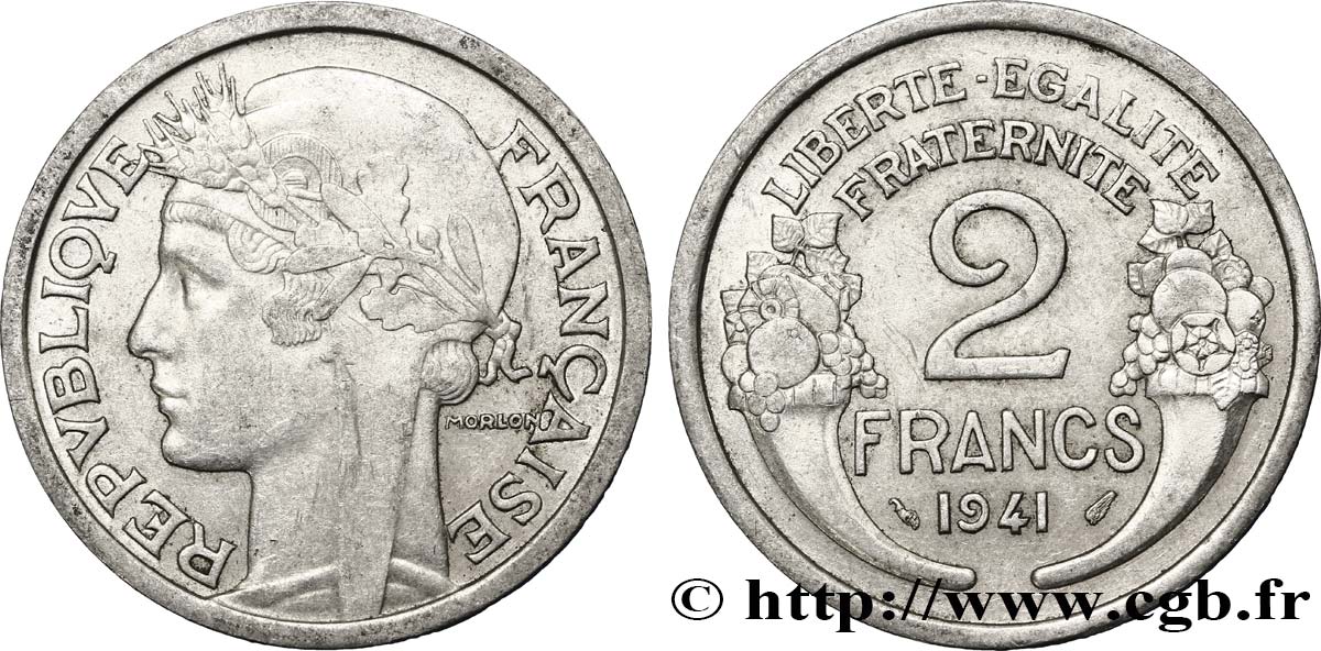 2 francs Morlon, aluminium 1941  F.269/2 XF48 