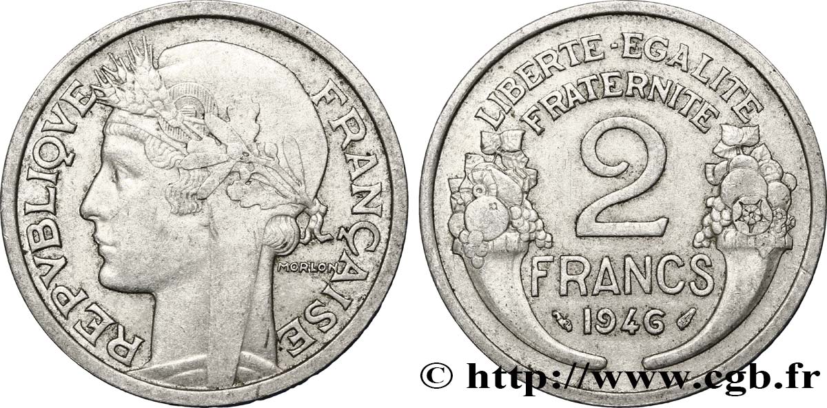 2 francs Morlon, aluminium 1946 F.269/8 SS52