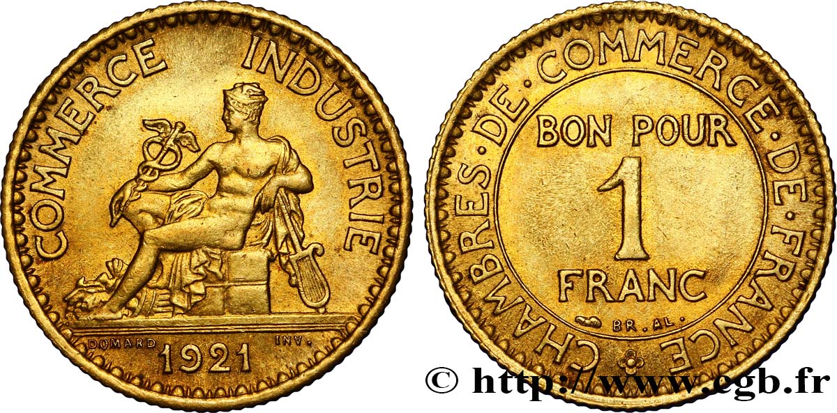 1 franc Chambres de Commerce 1921 Paris F.218/3 VZ60
